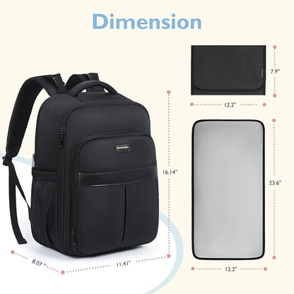 mommore Diaper Bag Backpack Large Baby Bag 37L with 15.6'' Laptop Sleeve Mom Bags with Insulated Pockets, Changing Pad, Stroller Straps, Travel, Work