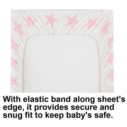 Onacosht Stretchy Bassinet Sheets 33" x 19" Compatible with Mika Micky, KoolaBaby (3 in 1), BabyBond, HARPPA and RICUTON Bedside Bassinet, 3 Pack for Baby Boy and Girl, Pink Floral