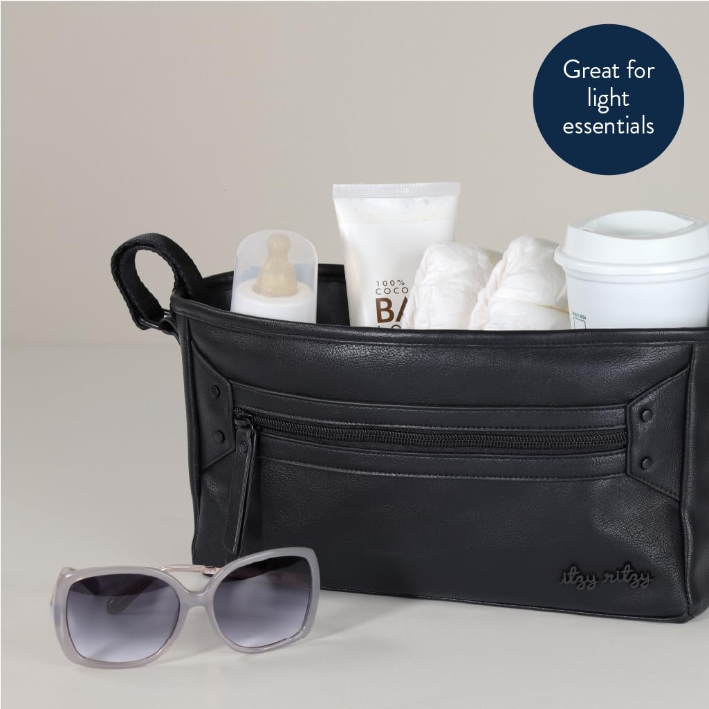 Itzy Ritzy Adjustable Stroller Caddy and Organizer Bag Featuring Front Zippered Pocket, 2 Built-In Interior Pockets & Adjustable Straps to Fit Nearly Any Stroller (Coffee and Cream)