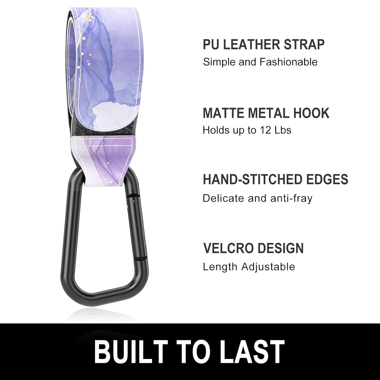 Baby Stroller Hooks for Hanging Bags, Universal Stroller Clips Accessories, Mommy Hook for Diaper Bag, Shopping Cart, Purse, Backpack - 2 Pack, Abstract Leaf