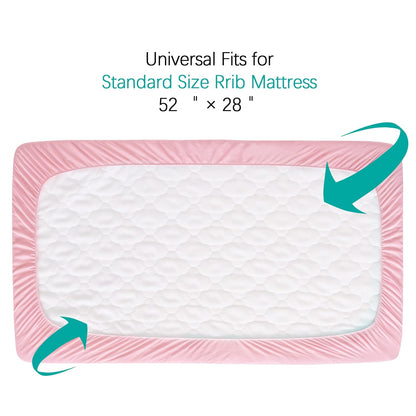 Pack and Play Sheets Mattress Pad Protector Fitted Waterproof Playard Mattress Cover, Compatible with Graco Pack n Play & Dream On Me & Pamo Babe, Playpen/Playard Sheet Quilted, Gray, 39" x 27"