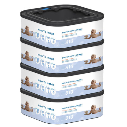 6 Packs Jumbo Square Refills Disposal Bags Refill Compatible with Diaper Genie Compact and Select Pails (Not Fit Classic Version Pails), Hold Up to 810 Newborn-Sized Diapers Per Refill