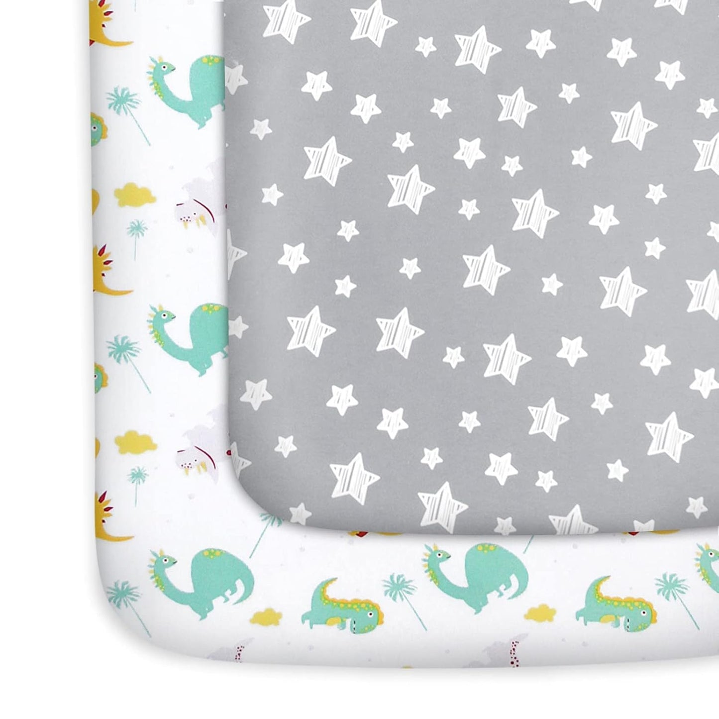 Pack and Play Sheets, 2 Pack Mini Crib Sheets, Stretchy Playard Fitted Sheet, Compatible with Graco Pack n Play, Soft and Breathable Material, Planet & Flower
