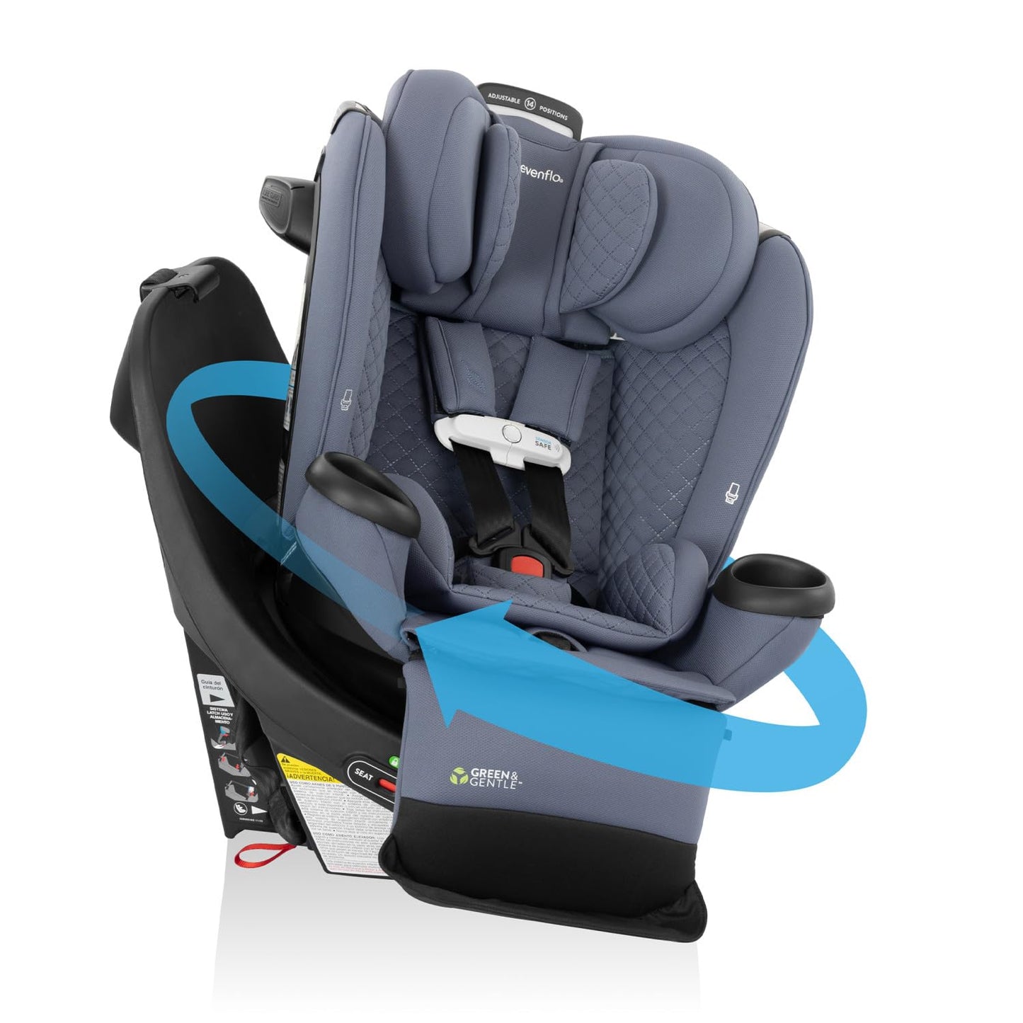 Evenflo Revolve360 Extend All-in-One Rotating Car Seat with Green & Gentle Fabric (Travertine)