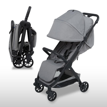 Pika Lightweight Travel Stroller for Airplane – Foldable Compact Baby Stroller, Portable Toddler Strollers with Auto-Folding Design, Adjustable Footrest, UV Canopy, Mesh Window - Up to 55 lbs