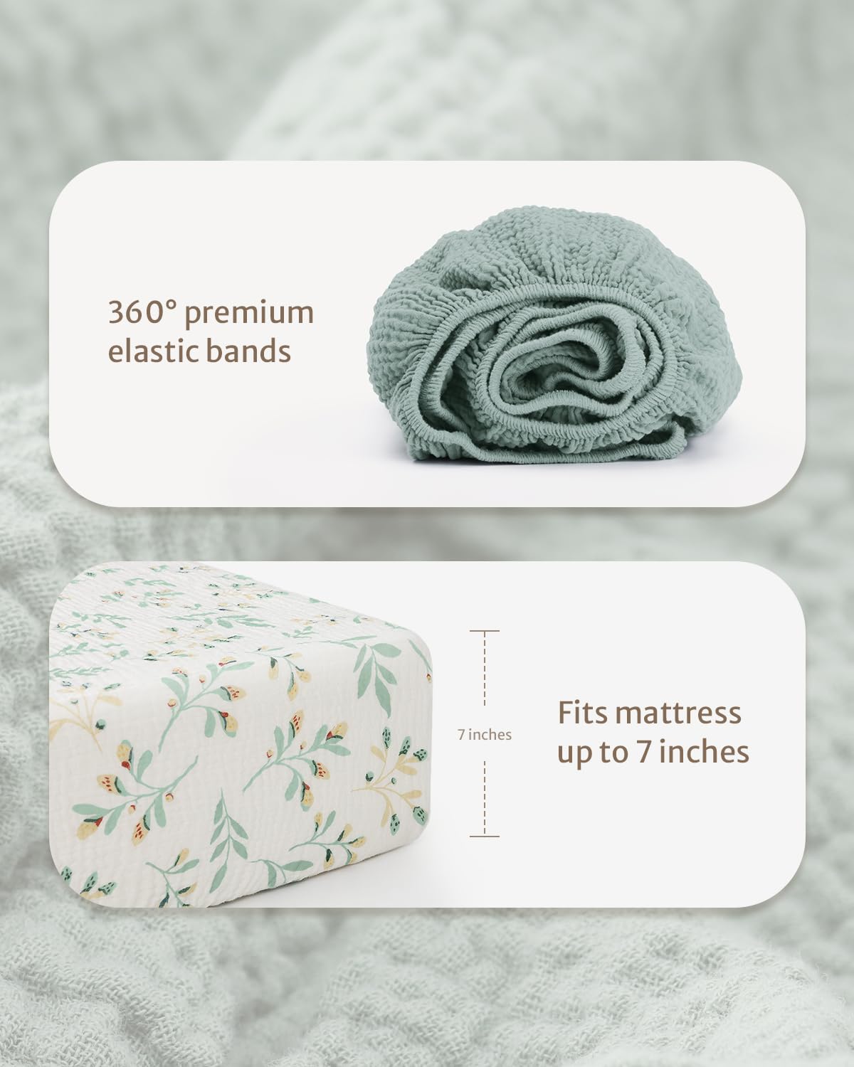 Blissful Diary Muslin Bassinet Sheets for Baby Girls Boys, Boho Soft Cotton Fitted for Oval Hourglass Rectangle Mattress, 2 Pack(Sunshine&Brown)