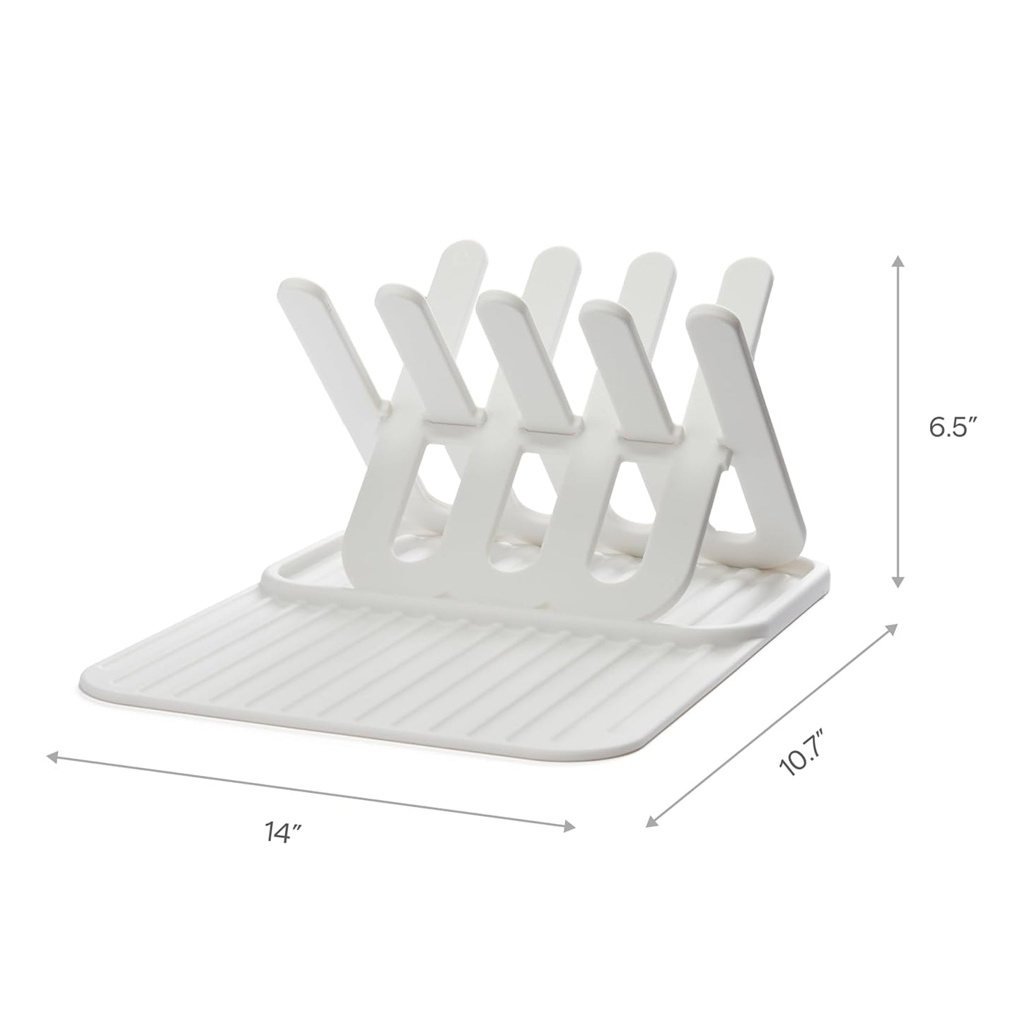 Munchkin Bottle Drying Rack and Mat, Holds 8 Bottles, Pump Parts, Pacifiers, & Accessories, Space Saving Folding Design, Home and Travel Use, Silicone, White