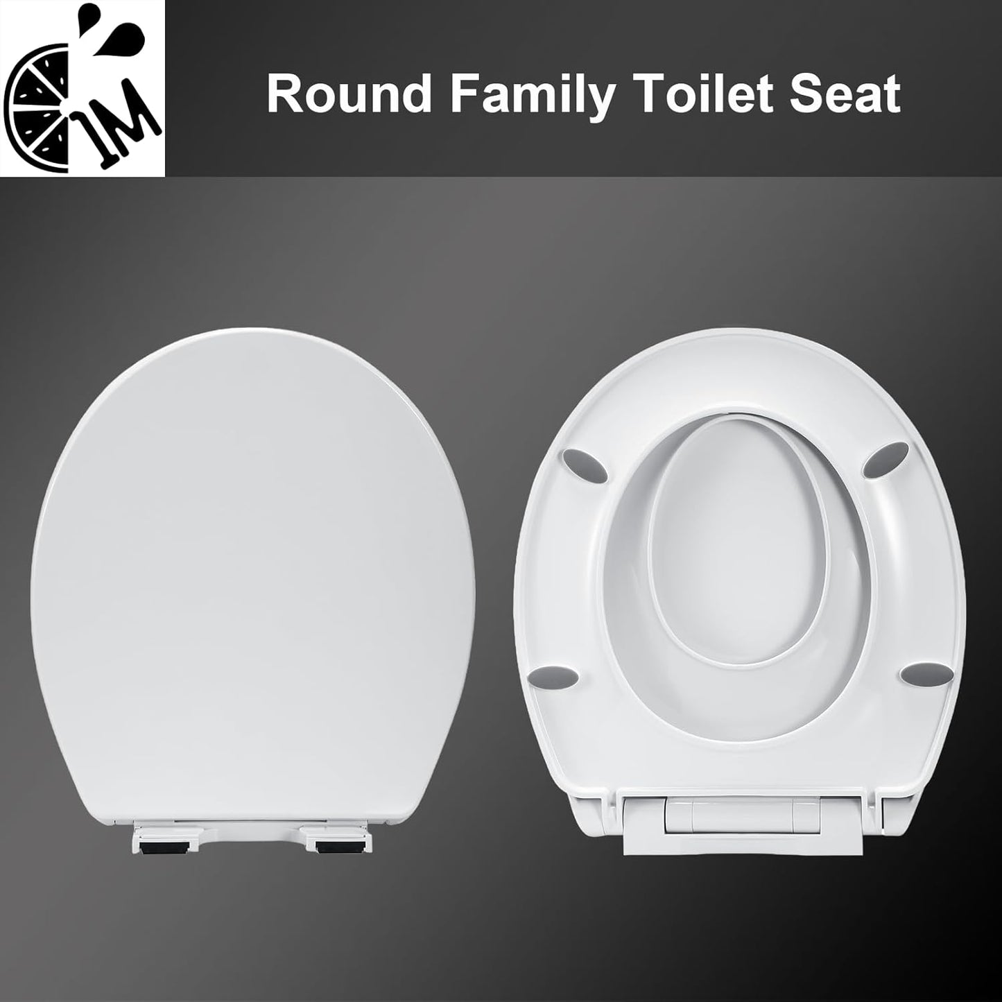 1M Family Toilet Seat, Patented Slow Close & Quick Releasing Technology, Anti-Wiggling, Easy to Install and Clean, Standard Elongated with Toddler Seat Built In (1 Piece)