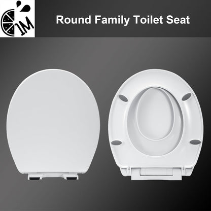 1M Family Toilet Seat, Patented Slow Close & Quick Releasing Technology, Anti-Wiggling, Easy to Install and Clean, Standard Elongated with Toddler Seat Built In (1 Piece)