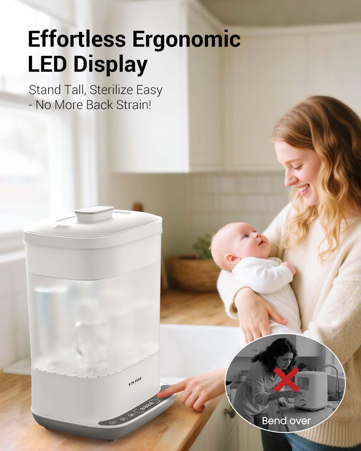 HAUTURE Bottle Sterilizer and Dryer, 6-in-1 Baby Bottle Sterilizer (Esterilizador de Biberones), 10 Bottles Capacity, Electric Steam Bottle Sanitizer for Baby Bottles, Breast Pump Parts & Pacifiers