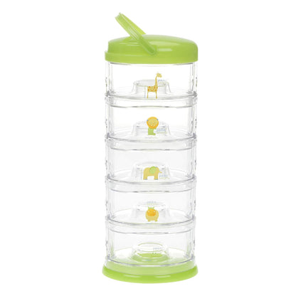 Innobaby Packin' Smart Stackable and Portable Storage System for Formula, Baby Snacks and More. Set of 5 Stackable Containers in Strawberry Sorbet. BPA Free.