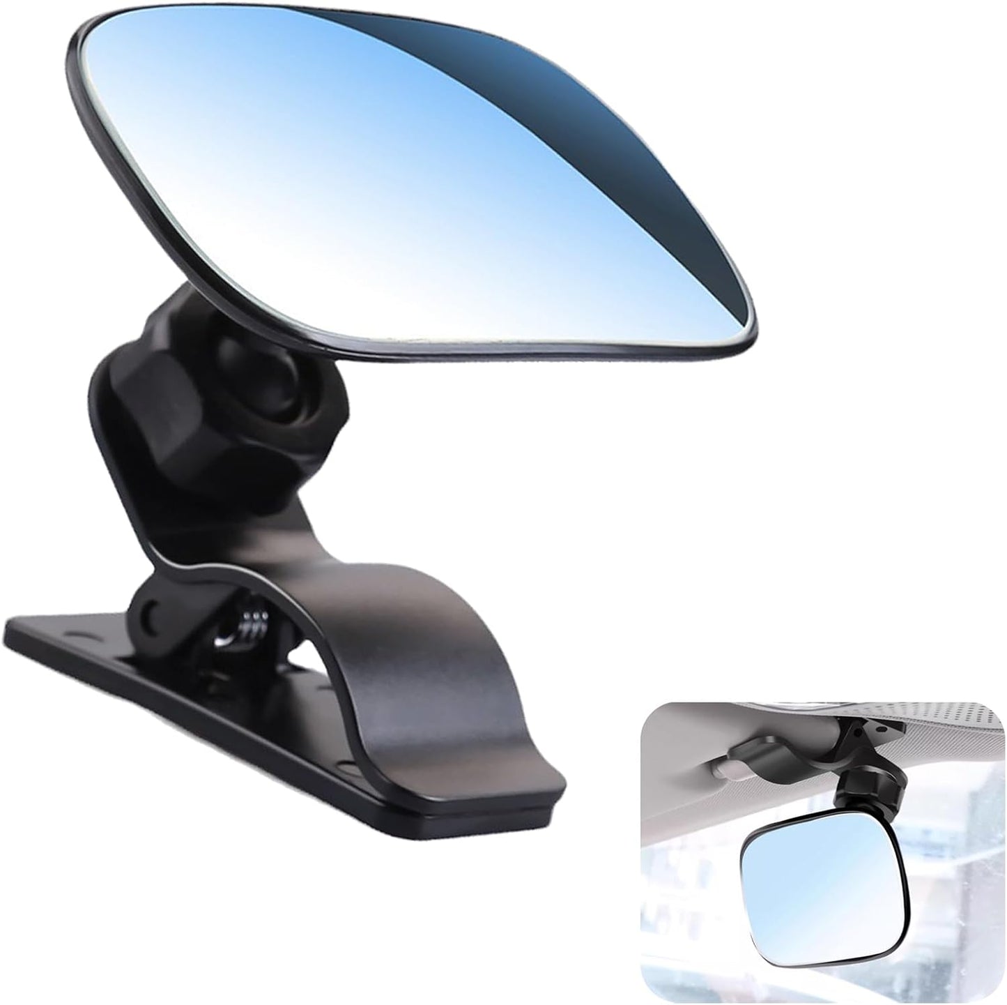Car Seat Mirror for Baby Rear Facing, 3.5" x 2.2" HD Glass 360 Degree Adjustable Curved Large View Mirror, Wide Angle Convex Clip-on Mirrors for Rear Child Observation, Car Interior Accessories