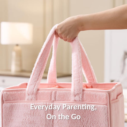 luxury little Soft Baby Diaper Caddy Organizer, Nursery Storage Basket with Removable Divider, Portable Baby Diapers Basket, Gifts for New Parent, Baby Shower (Baby Blue)