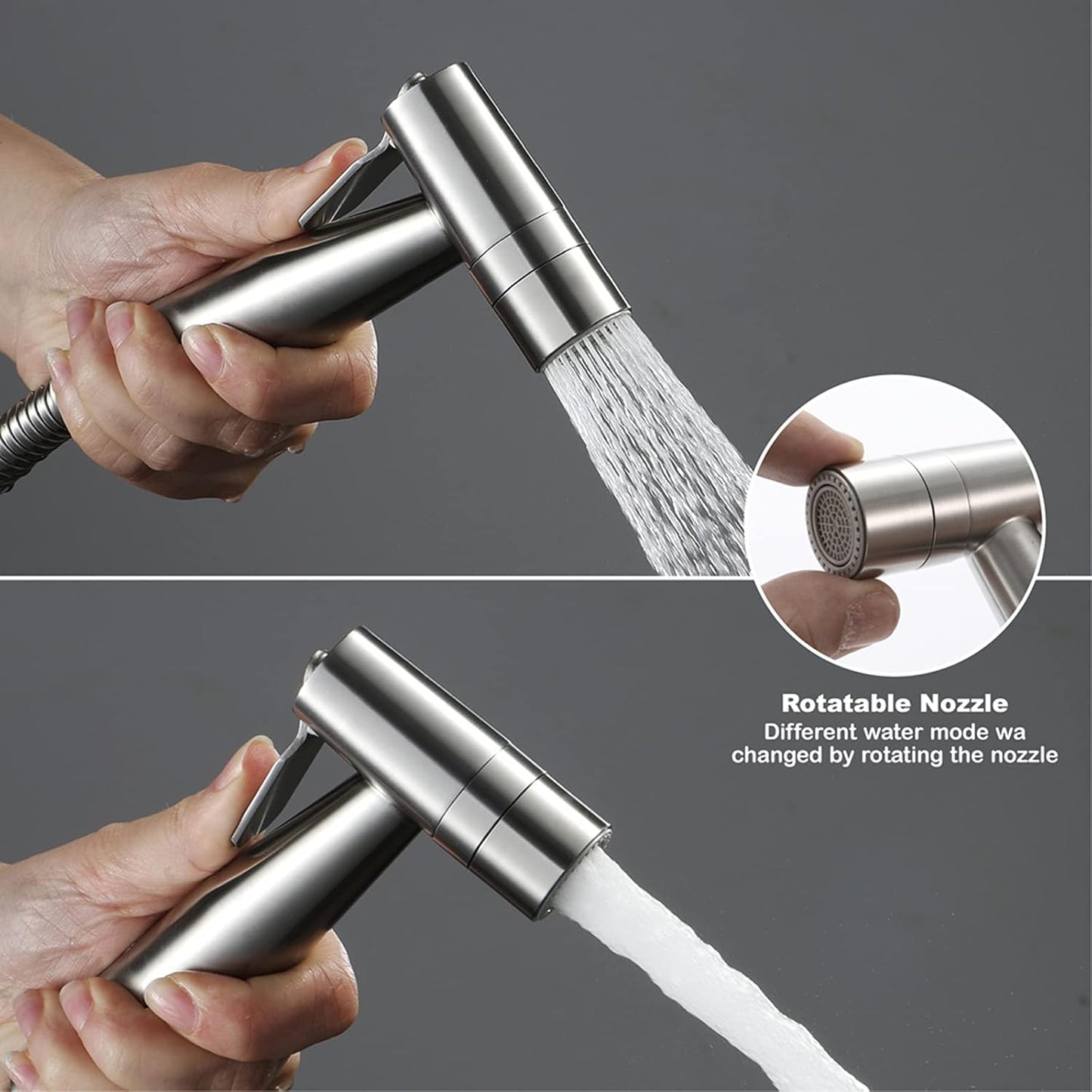 Handheld Bidet Sprayer Stainless Steel Chrome Cloth Diaper Sprayer 2 Function Bidet Sprayer for Toilet for Toilet, Adjustable Water Pressure Control Sprayer for Toilet