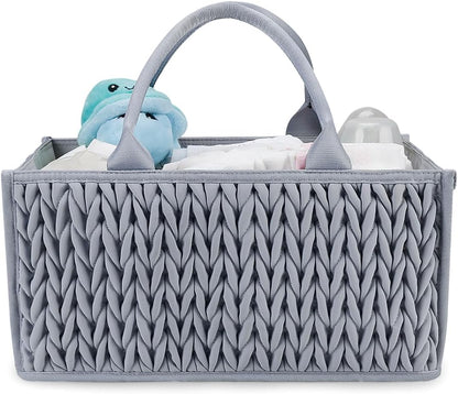 MOMIGO Baby Diaper Caddy Organizer - Fahion Mahua Water-resistent Nursery Storage Basket for Diapers and Baby Wipes, Diaper Stacker Car Organizer, newborn nursery Gift (Green)