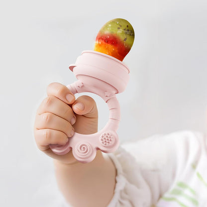 2 Pack Baby Fruit Food Feeder+Breastmilk Popsicle Molds,Baby Teethers,BPA Free,2mm Fine Holes to Prevent Choking,Perfect for Teething Relief & Infant Solid Food Introduction,3 M+（ Mauve Pink, Cream）