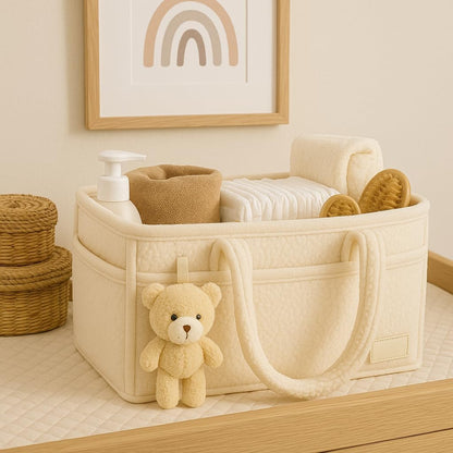 Smoochie Baby Diaper Caddy Organizer, Diaper Storage Basket for Nursery and Organization, Stylish Storage Basket for Newborn, Diapers Station, Gift for Baby Shower and Registry Must-Have