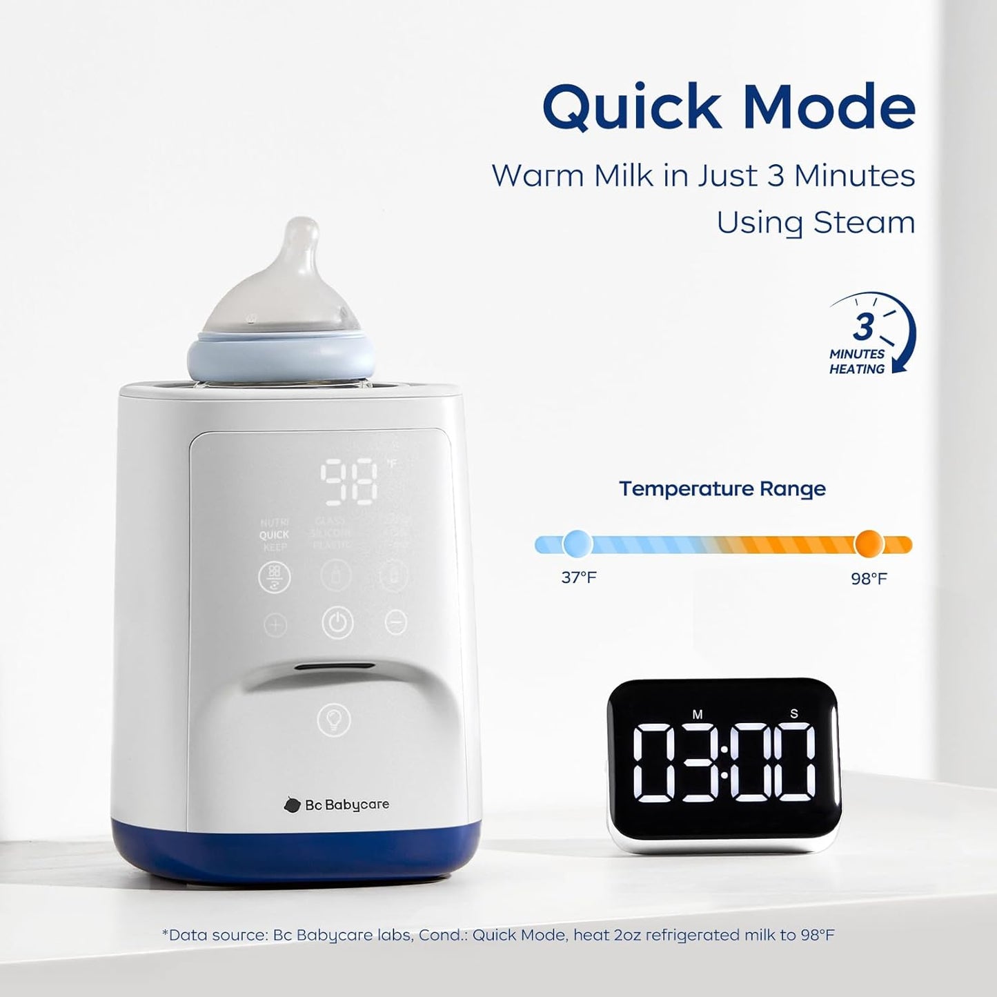 Bc Babycare Bottle Warmer,10-in-1 Fast Baby Milk Warmer with Smart Temperature Control, Rotating Heating, Bottle Warmers for All Bottles