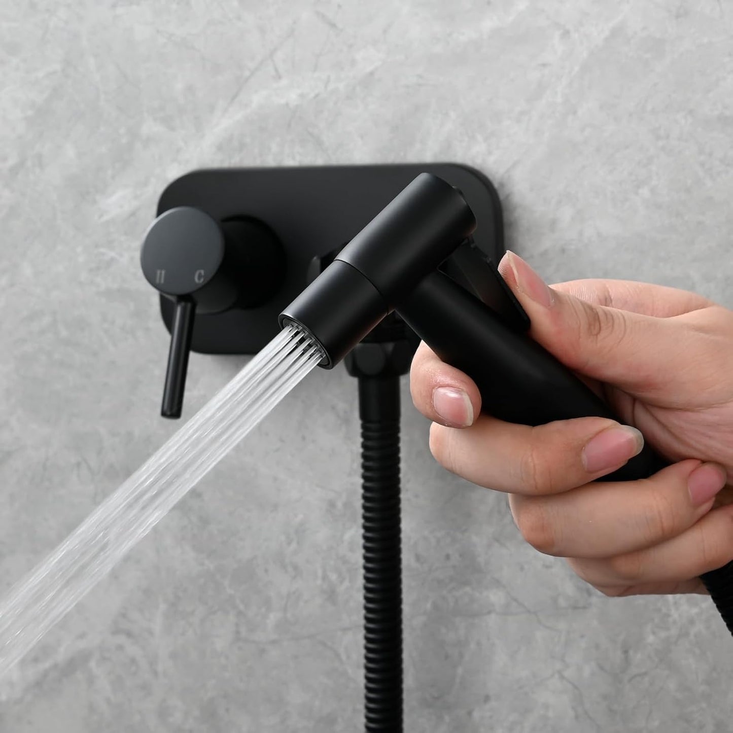 Tecmolog Stainless Steel Bathroom Bidet Sprayer Set Concealed Bidet Sprayer for Toilet Hot and Cold Handheld Cloth Diaper Sprayer Kit