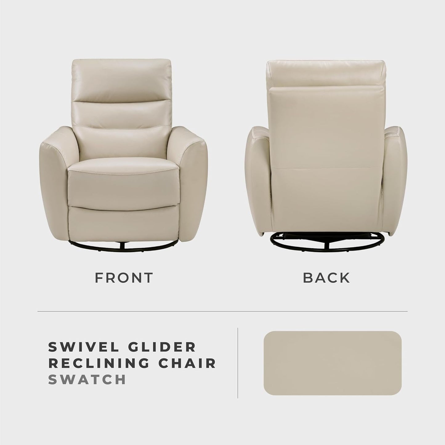 Lexicon 360 Degree Swivel Glider Reclining Chair, Manual Tab Pull Recliner, Leather Match Swivel Glider Recliner with Plush Foam, Sturdy Frame for Living Room/Office/Bedroom, Taupe