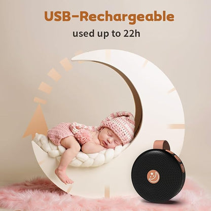 Mini Sound Machine Portable Baby White Noise Machine Brown Noise Machine 30 Soothing Sounds for Kids Adults Auto-Off Timer 32 Volume Levels Battery Sleep Machine for Home Office Privacy (Black)