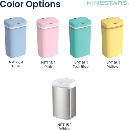 Ninestars NPT-16-1TB Automatic Touchless Motion Sensor Diaper Disposal Trash Can with lid, 4.2 gallon/16 L, Teal Blue, Plastic