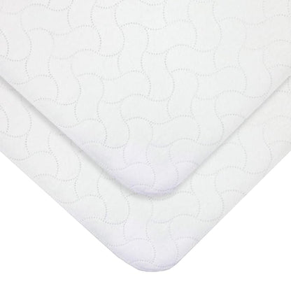 American Baby Company 2 Pack Waterproof Embossed Quilt-Like Flat Reusable Portable/Mini-Crib Size Protective Mattress Pad Cover for Babies, Adults and Pets, White 24" X 38"