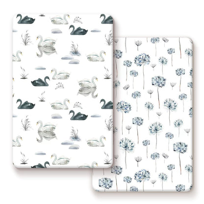GRSSDER Stretch Ultra Soft Jersey Knit Fitted Pack n Play Playard Sheets Set 2 Pack，Fits Portable/Mini Cribs Sheets, Playards Mattress Pads, Stylish Watercolor Animals for Baby, Mint Green