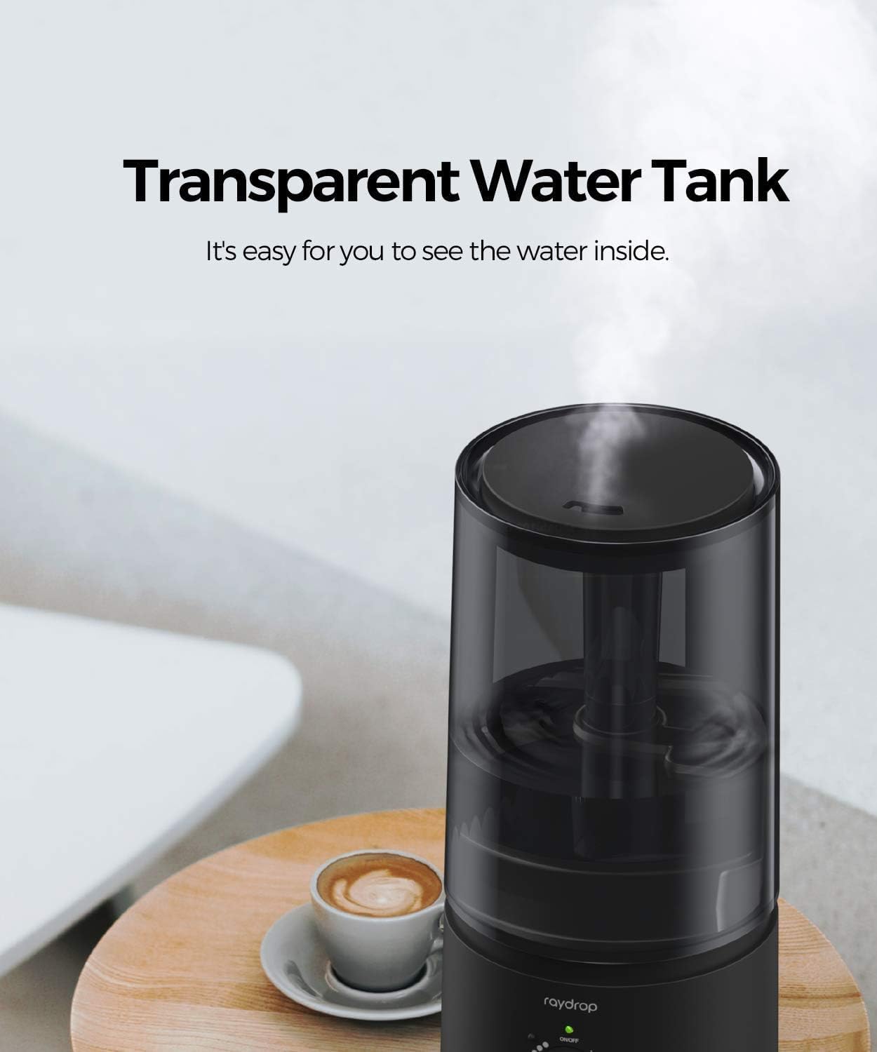 raydrop Cool Mist Humidifiers for Home Babies, 1.70 L Quiet and Small Ultrasonic Humidifier for Bedroom Nightstand, Space Saving, Auto Shut Off - (0.45 Gallon, US 110 V)