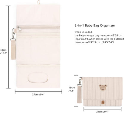 MOMIGO Baby Diaper Bag Organizer Pouches - Waterproof Pod Foldable Diaper Organizer Set, Cute Bear Bag Gift for Baby Shower (Black)