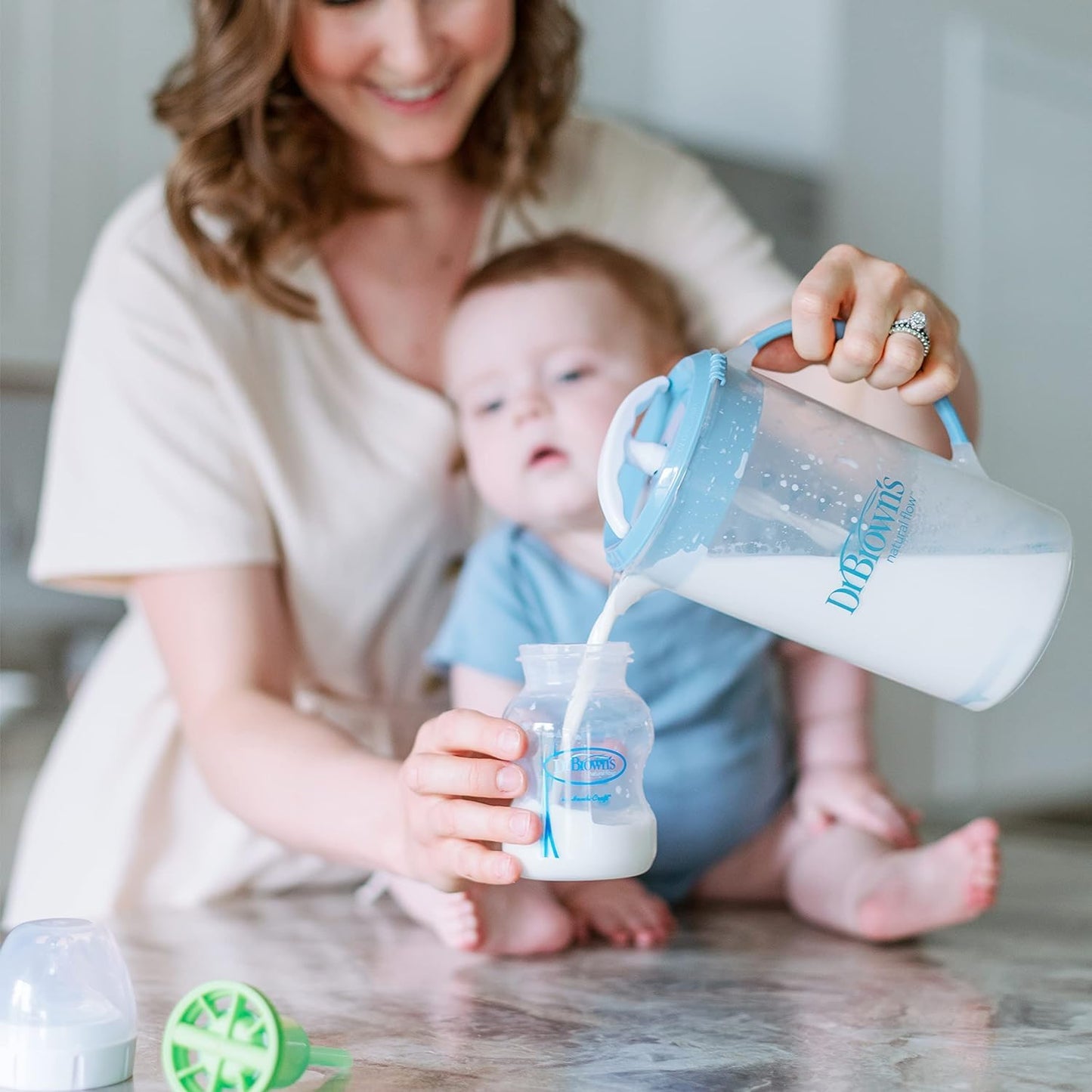 Dr. Brown's Insta-Prep Warm Water Dispenser with Baby Formula Mixing Pitcher, 36oz Blue