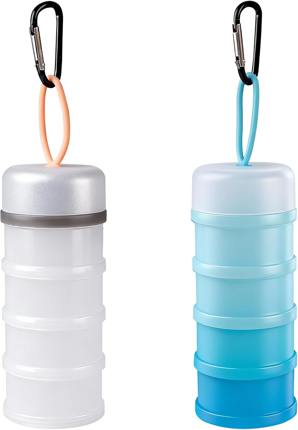Protein Powder Container with Funnels Stand, 4 Stackable Protein Powder Dispenser for Travel, Fitness and Workout, 2 Pcs