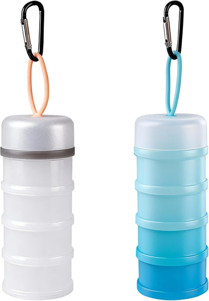 Protein Powder Container with Funnels Stand, 4 Stackable Protein Powder Dispenser for Travel, Fitness and Workout, 2 Pcs