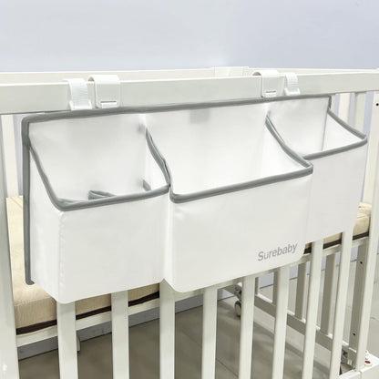 Hanging Baby Diaper Caddy, 3-in-1 Diaper Caddy Organizer Holder For Baby Crib, Nursery Organization Diaper Stacker Storage For Crib, Changing Table-Grey