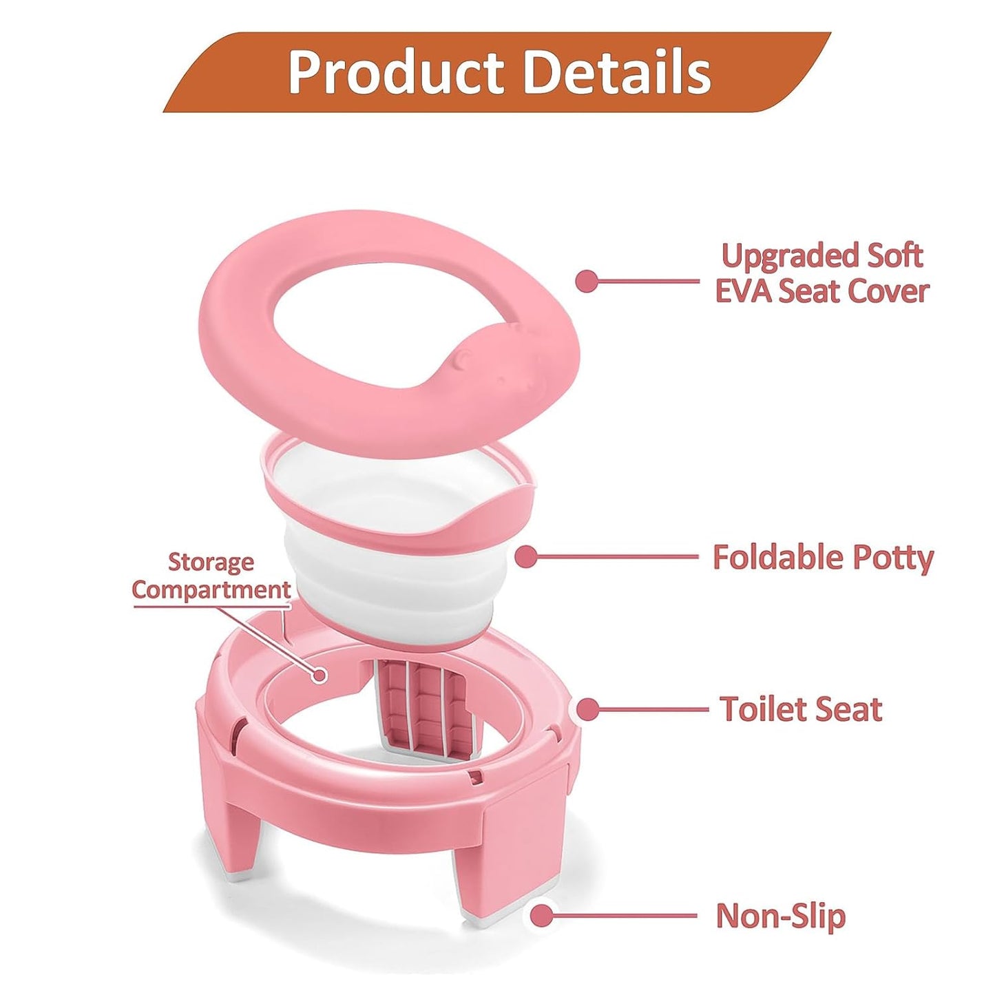 MCGMITT Potty Training Toilet Seat for Toddlers Boys Girls, Portable Baby Toilet Folding Kids Potty Chair Cover with Splash Guard for Travel, Including 3 Non-Slip Feet and Storage Bag (Blue)