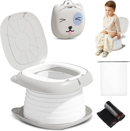 Portable Potty Chair for Toddlers with Splash-Proof Design, Foldable Travel Potty with Bag & 30 Refills - Kids Toilet for Car, Camping, Indoor - Easy Clean Baby Potty Training Seat(Red-blue)