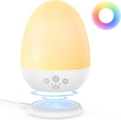 JolyWell Night Light for Kids, Baby Night Light with Sound Machine, RGB Egg Night Light for Nursery, Stepless Dimming, Touch Control, Night Lamp for Kids Bedroom, Safe & Harmless, Eye-Caring