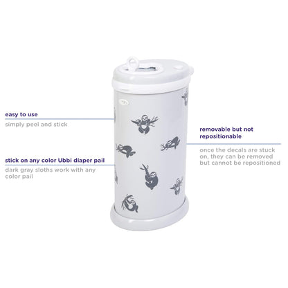 Ubbi Panda Peel and Stick Decal Stickers, Decorative Sticker for Diaper Pail or Baby Nursery