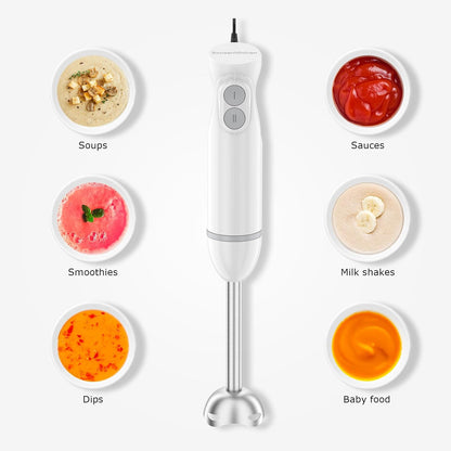 Bonsenkitchen Hand Blender, Immersion Blender with 2 Mixing Speed, Electric Handheld Mixer Portable Stick Mixer with Stainless Steel Blades for Soup, Smoothie, Puree, Baby Food