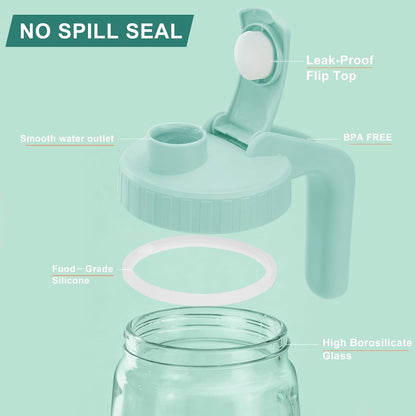 Breast Milk Storage Pitcher 34oz, Borosilicate Glass Breast Milk Container with Leakproof Lid & Handle, BPA Free Fridge Freezer Safe Breastfeeding Essentials for New Mom (Green)