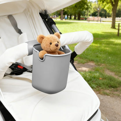 Stroller Cup Holder, 2 Pack Silicone Portable Cup Holder Storage Organizer for Strollers, Treadmills, Wheelchairs, Golf Cart, Picnic, Park, Garden and Travel (Black)