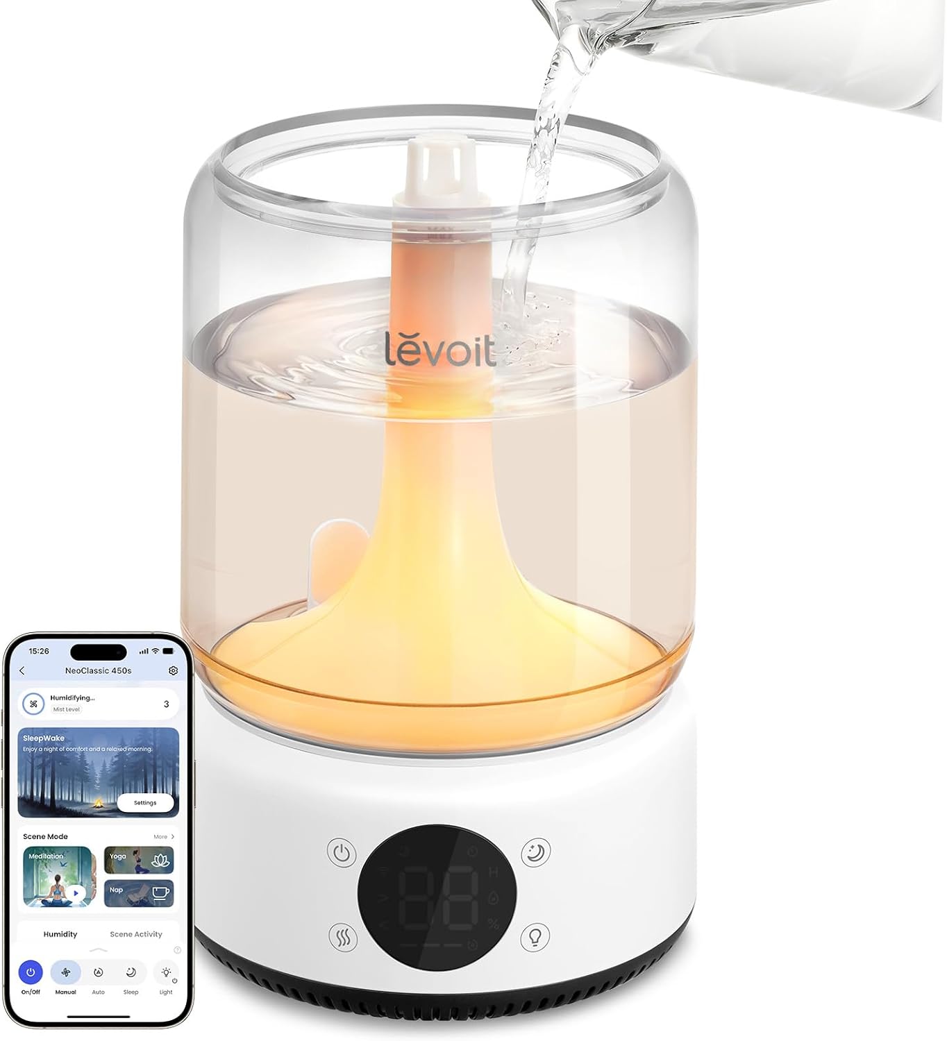 LEVOIT Dual 200S Smart Humidifiers for Bedroom, Top Fill, Customize Humidity for Home, Baby Nursery & Plants with Humidistat, Essential Oil Diffuser, Schedule, Timer, APP & Voice Control, 3L, Blue