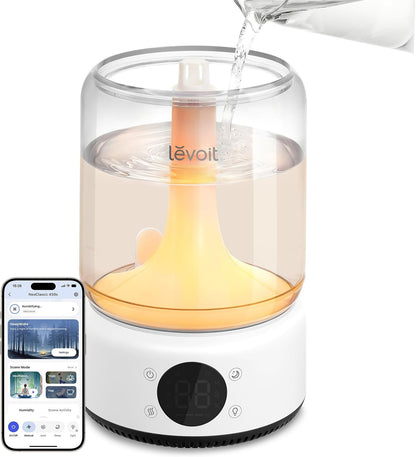 LEVOIT Dual 200S Smart Humidifiers for Bedroom, Top Fill, Customize Humidity for Home, Baby Nursery & Plants with Humidistat, Essential Oil Diffuser, Schedule, Timer, APP & Voice Control, 3L, Blue