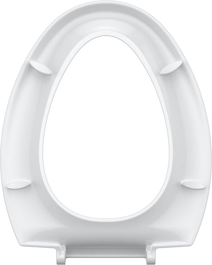 17" White Round Toilet Seat for Adult and Child, Built-In Potty Training Seat with Soft Quiet Close Non-Slip Design, Magnetic Kids Seat and Cover for Round/Oval Toilets, Easy to Install and Clean