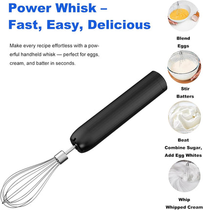 Hand Mixer with Whisk and Forther Wand,Electric Whisk, Milk Frother, Hand Held Mixers,Cordless Hand Mixer, Whisks for Cooking, Mini Mixer,Stirrers Electric,Food Chopper, Baby Food Maker,4-Speed, 10Oz