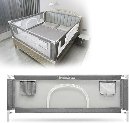 Bed Rail for Toddlers and Kids, King Size Set Adjustable Safety Bed Guard with 28 Height Gears,Universal Bedside Rail Fit Twin/Full/Queen Mattresses