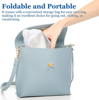 Portable Folding Toilet Seat for Kids, Travel Potty Training Helper, Training Urine Anti Slip Toilet Seat Cover with Splash Guard Includes Free Storage Bag, Fits Most Toilets - White