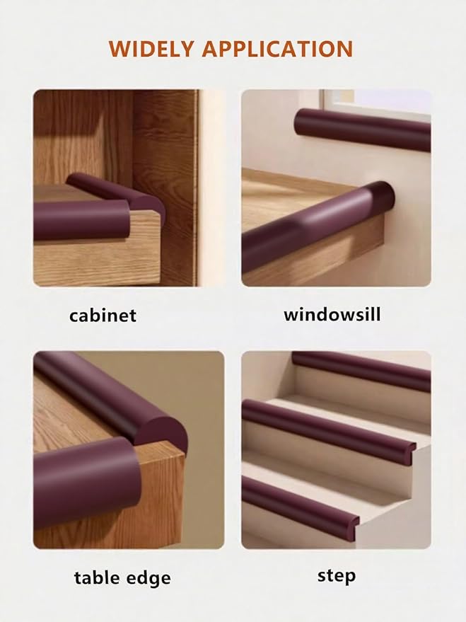 Baby Proof Edge Corner Protector, 16.4FT 0.47''Th L-Shape Furniture Corner & Edge Safety Bumpers with 10 Corners, Pre-Taped, Soft NBR Rubber Foam Desk Edge Cushion Wall Corner Protector (Purple)