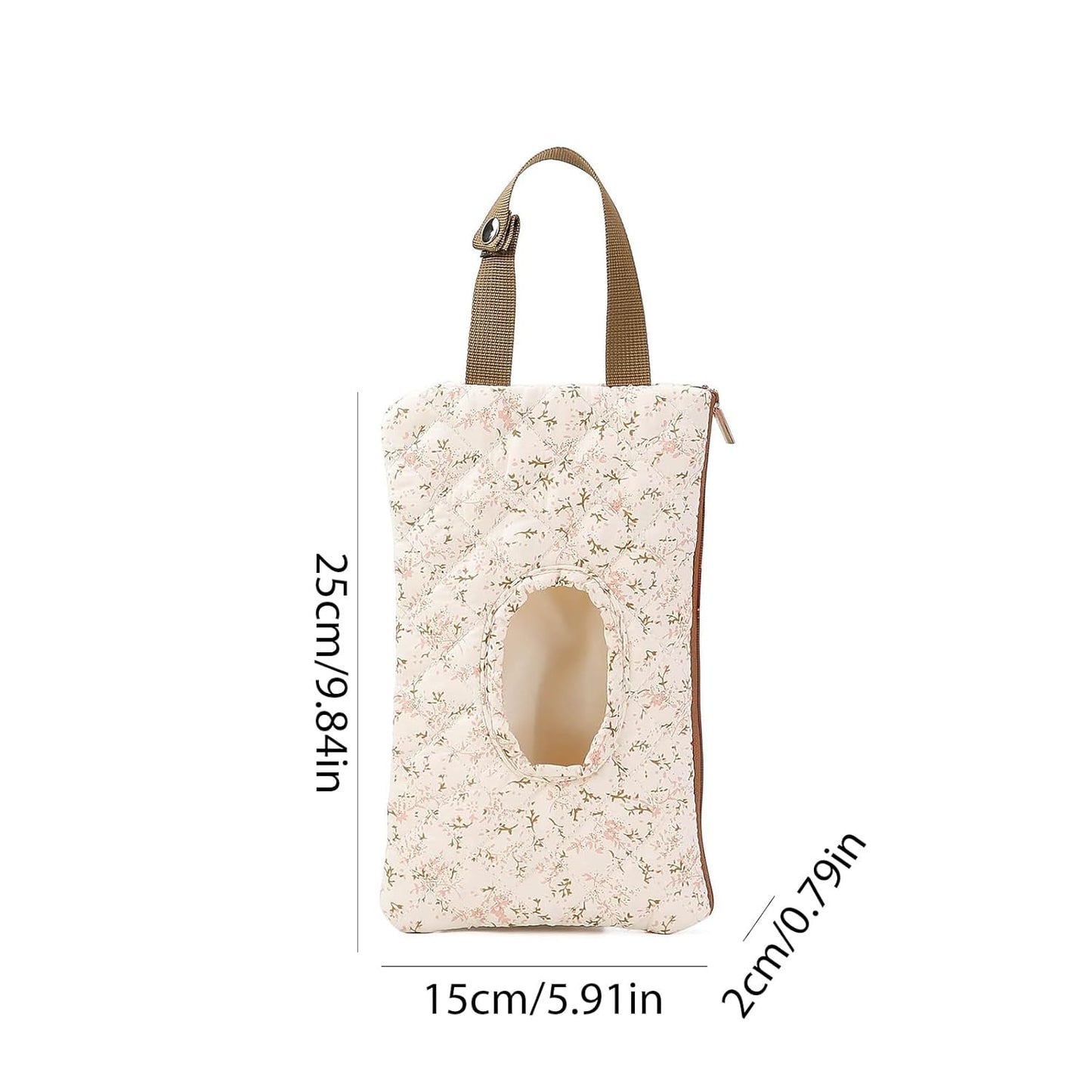 Quilted Baby Diaper and Wipes Pouch Portable Mommy Bag for Stroller Reusable Wipes Pouch with Lanyard for Casual Travel (Beige)