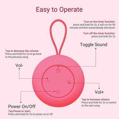 Portable Baby Sound Machine [White Noise for Babies Kids Adults][Timer Function][12 Soothing Sounds][Sleep Soother] 15 Hours Battery Life, Travel,Registry,Gifts,Shower,Clips on Baby Stroller